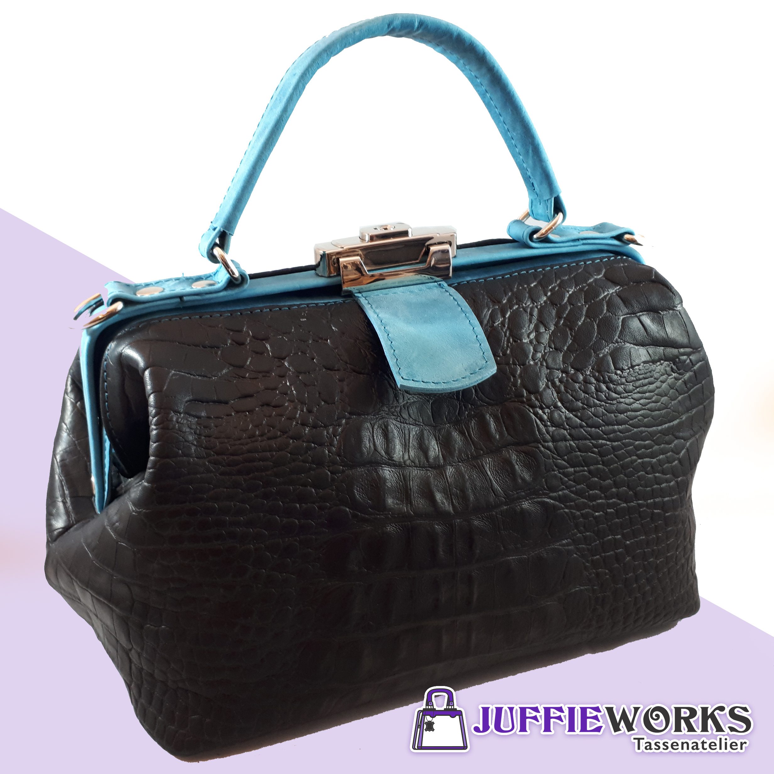 Zwarte-blauwe Beugeltas